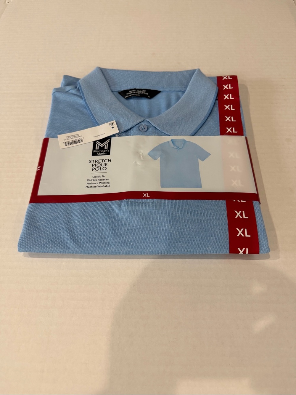 Member’s Mark Light Blue Stretch Pique Polo Shirt - XL